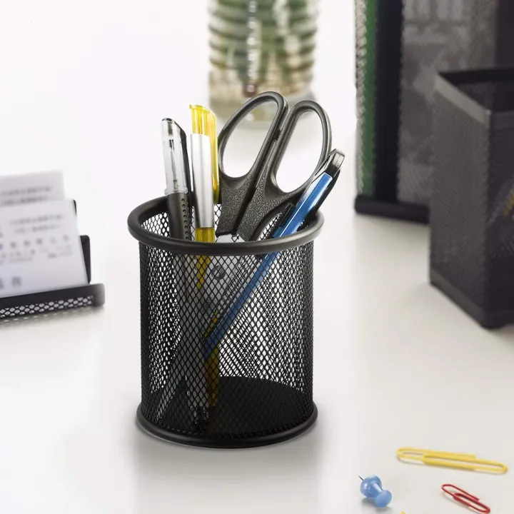 1%20Pc%20-%20Metal%20Mesh%20Pencil%20and%20Pen%20Holder,%20Wired%20Metal%20Mesh%20Pen%20Basket%20Desk%20Organizer%20for%20Office%20Stationery%20or%20Accessory%20-%20Black%20Color%20-%20Image%203