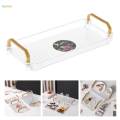 Acrylic Serving Tray with Handles Fruit Dessert Tray Countertop Organizer Multipurpose Durable Cosmetics Tray for Kitchen, Bathroom, Office. 