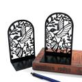 Black White Hummingbird Silhouettes Nature Inspired Metal Metal Bookends Bookcase Accessories for Home Decor Reading Nook Essentials Bird Lovers Gift Idea Office Organization. 