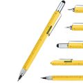 Multitool Pen Cool Gadgets, Novelty Pen with Stylus, Level, Rulers, Screwdrivers, Birthday Gifts for Dad Husband Yellow. 