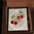 Cherry Stud Earrings Delicate Red Cute Leaf Stud Earrings Pierced Dangling Dangle Earrings for Party Prom Birthday Wedding. 
