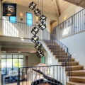 1 in 8 Multi square Lights Staircase Creativity Long Villa luxury staircase chandelier Large Pendant Lights Ceiling Light for Living Room Duplex House spiral Villa luxury staircase chandelier Black. 