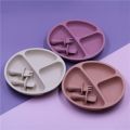 Silicone Baby Tableware with Suction Cup Toddler Plate and Portable Fork Spoon Kids Food Bowl Set D. 