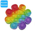 Push Pop Bubble Fidget Spinner Pop It Silicone Toy - 5 inches - Rainbow Flower. 