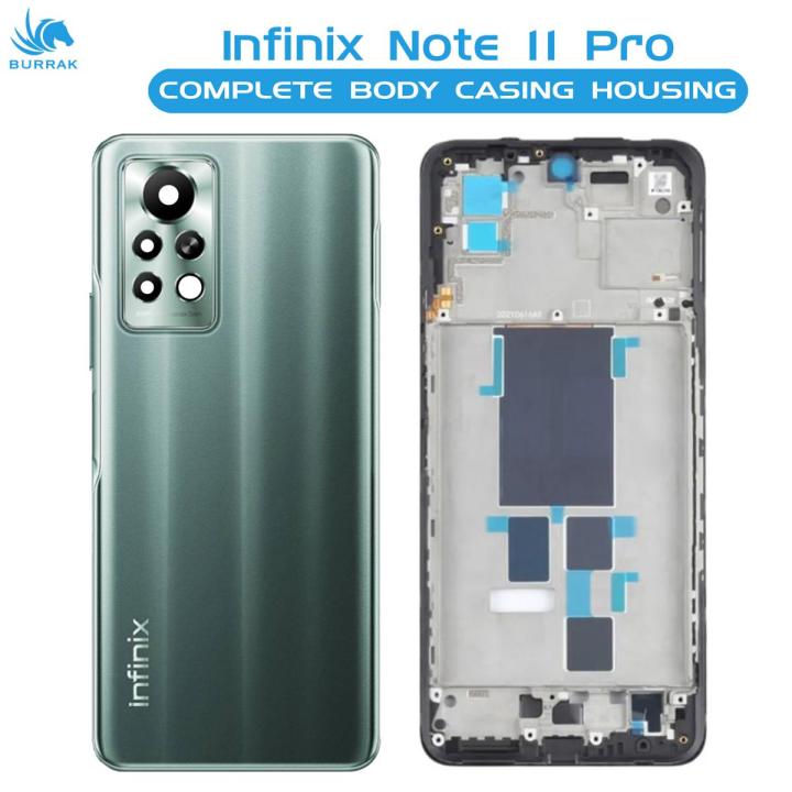 Infinix Note 11 Pro Housing Middle Frame With Side Button and Camera Lens Complete Body Casing Replacement For Note 11 Pro - Green