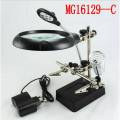 MG16129-C Welding Magnifying Glass 5 LED Auxiliary Clip Magnifier 3 In1 Hand Soldering Solder Iron Stand Holder Station - Soldering Helping Hand - Soldering Stand / Color-Black. 