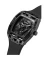 Guess Mens Black Stainless Steel Case Black Dial Black Genuine Leather-Silicone Band Watch-GW0500G2. 