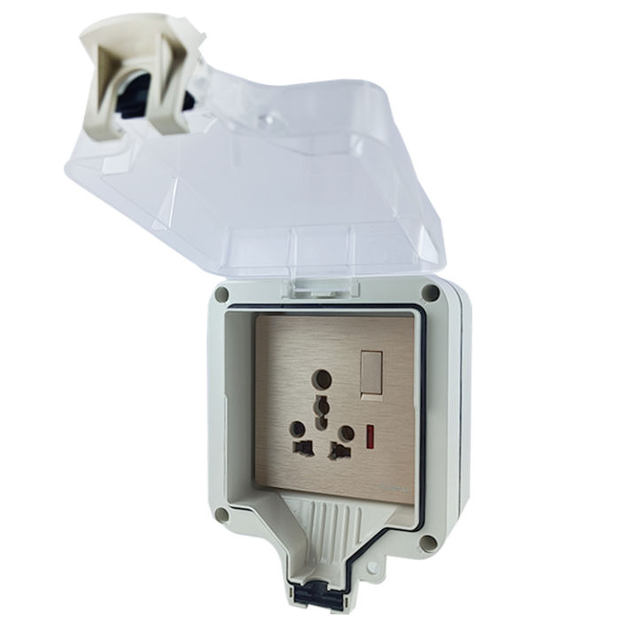 Waterproof Outdoor Socket Box 2 Hole Wall Electrical Housing Protection Cover Outdoor Power Supply Wall Power Socket Box - Transparent