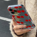 INS Korean Red Cherry Phone Case For iPhone 15 Pro Case iPhone 11 13 12 14 Pro Max XR XS X 7 8 Plus SE Clear Shockproof Cover. 