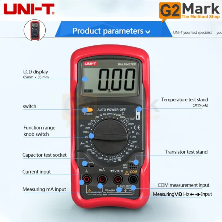 UNI-T%20UT51%20UT-51%20Standard%20Digital%20Multimeters%20AC/DC%20Resistance%20Meter%20Volt%20Ohm%20-%20Image%202