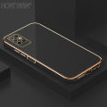 Hontinga for Infinix Note 8I Back Cover Luxury 6D Plating Frame Shiny Bling Case Soft Silicone Square Phone Cases. 