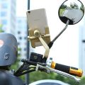 Motorcycle Phone Holder Aluminium Handlebar Rear-View Mirror Bike 360 Mobile Holder. 