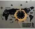 The New 2022 Wooden World Map Clock Wood Wall Clock Large Modern Design 3D Stickers Hanging Clock Decorative Watch Home Silent Wall Clocks. 