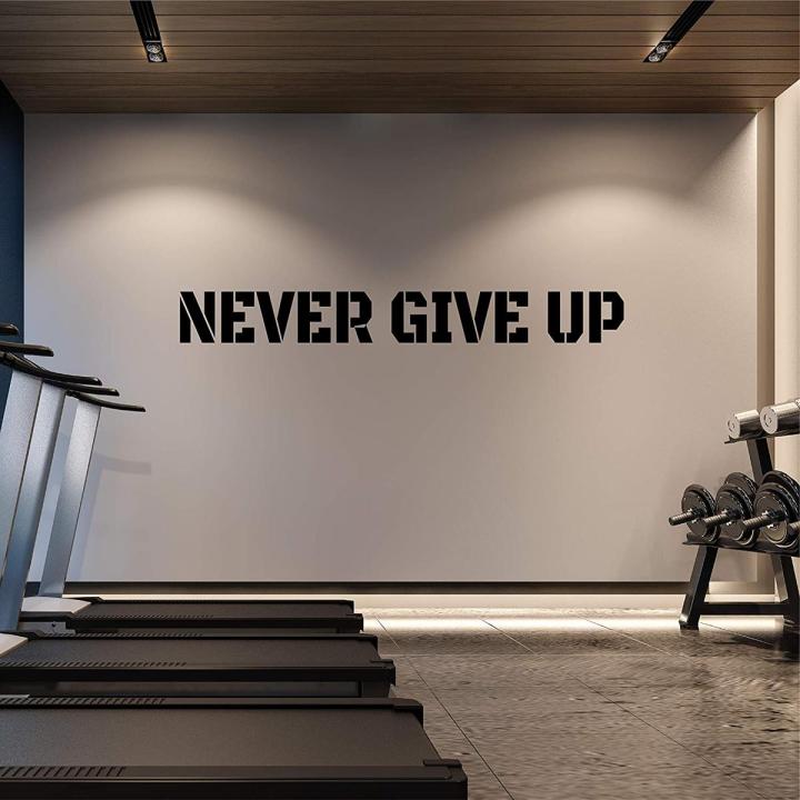Extra Large Gym Wall Decal | Never Give Up | 6 in H x 48 in W| Big Lettering Home or Gym Wall Decor | Inspirational Motivational Wall Sticker for Exercise...
