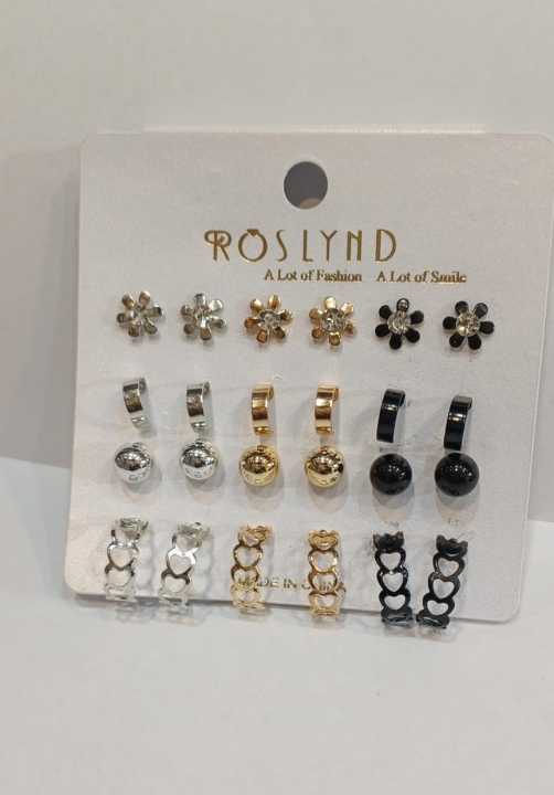 Earrings set of 12 pairs for girls fashion ear rings tops studs