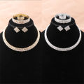 【Hot demand】4Pcs/set Bridal Jewelry Set Necklace Bracelets Ring Earrings Set Super Gorgeous Luxury Shiny Fashion Jewelry Party Gift Qoddess.