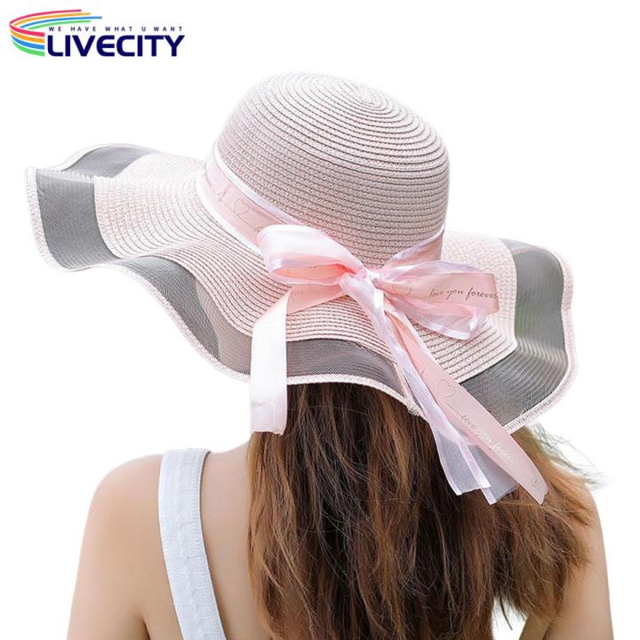 Women Hat Solid Color Korean Style Wide Brim Hat