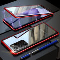 For Samsung Galaxy Note 20 Ultra Casing 360° Full Body Transparent Tempered Glass with Magnetic Adsorption Metal Bumper Case Cover. 