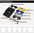 6pcs/set Vintage Round Polarized Clip On Sunglasses Men Women Magnetic Clips Eyewear Eyeglass Optical Frame Night Vision Glasses. 