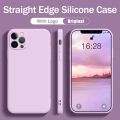 【Become iPhone 12 With Logo Straight Square Edge Liquid Silicone Soft Phone Case For iPhone 11 Pro Max X XR XS Max 8 7 6 6S Plus + SE 2020 Phone Cover Casing With Velvet Inside With Full Cover Camera Protection. 