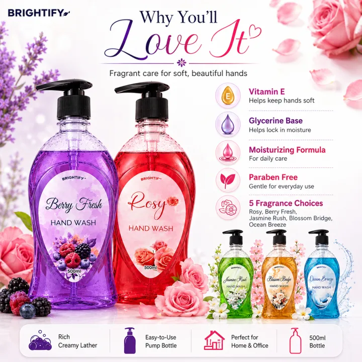 Brightify%20Hand%20Wash%20500ml%20%7C%20Rosy,%20Berry%20Fresh,%20Jasmine,%20Blossom%20&%20Ocean%20Breeze%20%7C%20Vitamin%20E%20Moisturizing%20Liquid%20Soap%20-%20Image%202