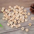 Pack Of 40 Beads Wooden ABC Beads Set Alphabets- Wood Letter Beads- Multipurpose- Square Shape Wooden Shape -   Wood cube Letter Beads  - Cube Wooden Alphabet Beads. 