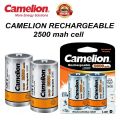 100% Original Camelion D Size Cell Rechargeable Batteries 2500 mah full size chargeable cell 1.2V R20 D size Ni-MH D type rechargeable batteries for flash light gas cooker radio refrigerator. 