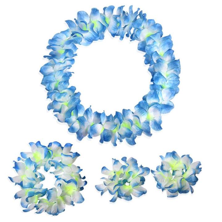 4 Pcs/Set Vivid Cloth Hawaii Flower Garland Wreath Head Neck Hand Decoration