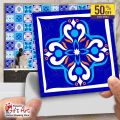 Gifts Art -  Tile Stickers Pack of 6 / 12 / 24 / 48 / 102 Pcs. 12x12 cm Blue Pattern Design Wall Decorative Self Adhesive Tiles Stickers Bathroom Kitchen Sticker Wall Wallpaper Border Decoration. 