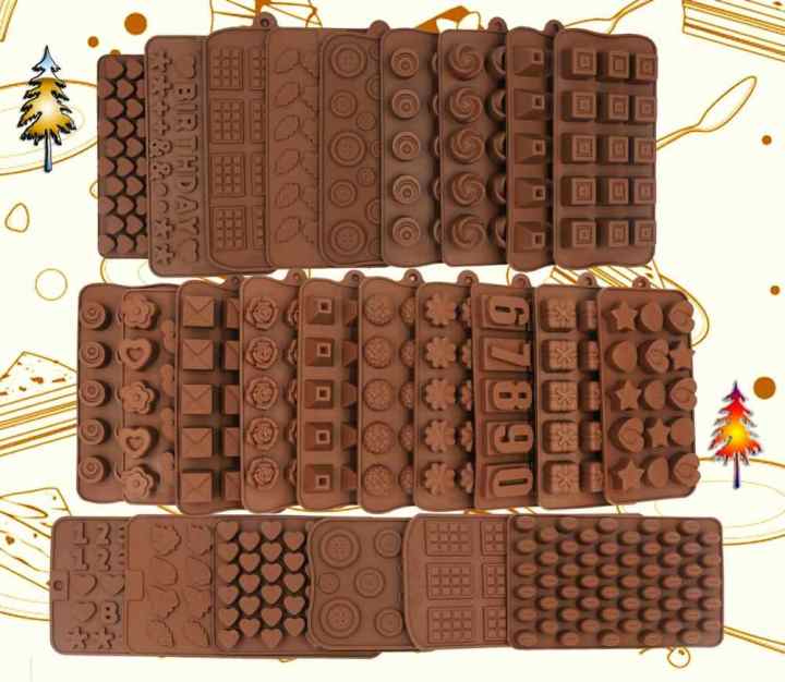 Cake Decor Mini 15 Shape Chocolate Mould, Silicone Molds for Chocolate, Chocolate Silicone Moulds, Silicon Brown Chocolate Moulds
