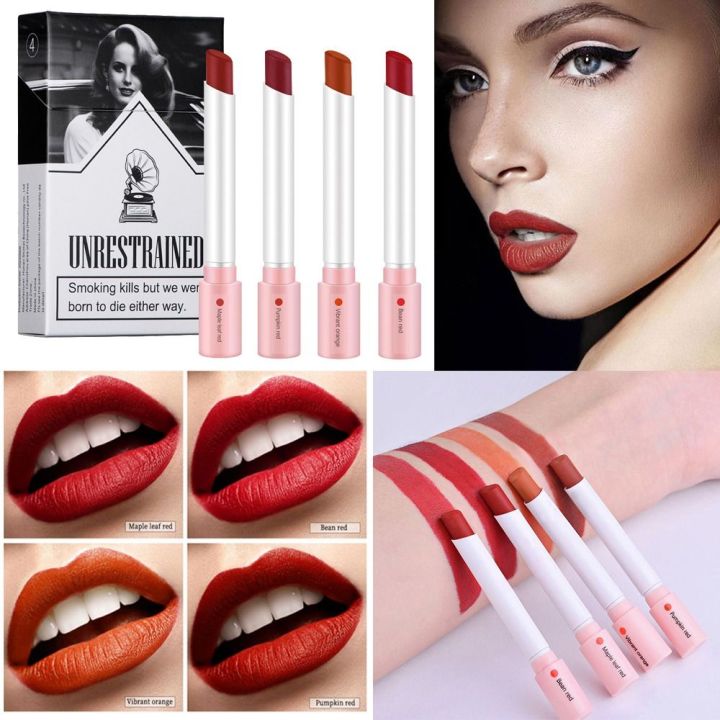 Feeoi Freeio Lana Del Rey Lipstick Waterproof 24 Hour Lasting Matte Tube Lipstick Glossy Lip Tint Stain Set Women