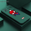 Hontinga for OPPO A15 A15S Case Cute Marvel Avengers Cartoon Spiderman Spider Man Phone Case Square Edge Silicone Cases Full Lens Cover Shockproof Protection Case. 