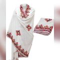 Sindhi Embroidered Chadar/Shawl - White. 