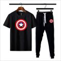 Yellow & black marvel of captain america printed 2 pc summer tracksuit premium quality for men. 