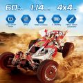WLtoys 144001 Racing RC Cars,1:14 Scale High Speed Remote Control Car for Adults Kids, Fast RC Cars with 1 Batteries, 2.4GHz RC Buggy Off-Road Drift Car with RTR Aluminum Alloy Chassis (Red. 