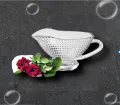 Raita/Chutney Serving Glass Bowl with Handle/Glass Boat. 