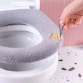【Happier】 High Elasticity Toilet Seat Cover Handle Cartoon Embroidery Reusable Closestool Knitting Mat Bidet Warm Accessories Durable Cute. 
