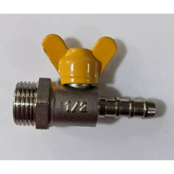 Ball Valve with Gas Nozzle 1/2 & 1/4 Side Pipe Nozzle | Stainless Steel Material | Durable & Rust-Resistant | Ideal for High-Pressure Applications | Reliable Gas Flow Control | Perfect for Home, Industrial & Commercial Use