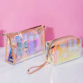 Colorful Holographic Women Cosmetic Bag TPU Clear Makeup Beauty Organizer Pouch MJ. 