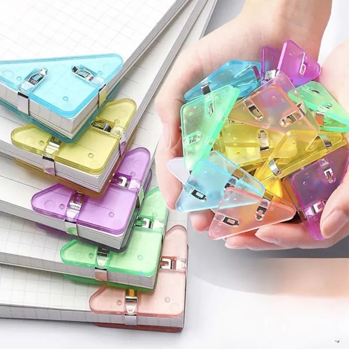 Paper Clip Triangle Corner Clips Kawaii Page Holder File Index Photo Clamp Korean Stationery Office School Desk Organizer