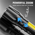 Zoomable Metal COB Flash Light Torch| Mini LED Flash Light| Rechargeable Small LED Work Light| Emergency Penlight Torch| Portable High Brightness Pocket Torch| Camping Lantern Fishing Lamp Outdoor, and Home. 