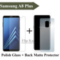 Samsung A8 Plus Glass Protector + Back Protector Matte Film Skin Sheet. 