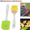 pack of 2 - Spatula & BBQ oil brush,silicon Acrylic Transparent brush,silicon transparent spatula & brush reqular size. 
