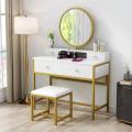 Dressing Table / Modern White Dressing Table / Dressing table with mirror and tufted stool / Dressing table with drawer / Dresser. 