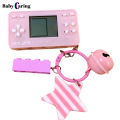 Retro Game Console Handheld Button Control with Keychain Drop Resistant Visual Training Building Block Retro Game Console for Children. 