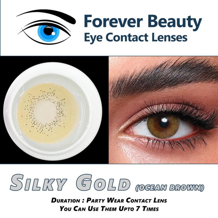 Silky Gold (OCEAN BROWN) COSMETIC COLORED CONTACT LENSES Eye Contact Lenses Forever Beauty / Disposable Lenses / Lense, Eye Lense / Color Lense / Eye Lenses For Girls Women Men