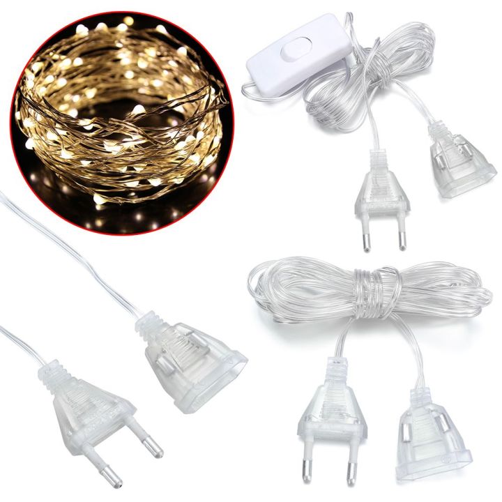 LED String Lights With Switch Transparent European Regulations Light String Extension Cord 220V Cable Extension Cord