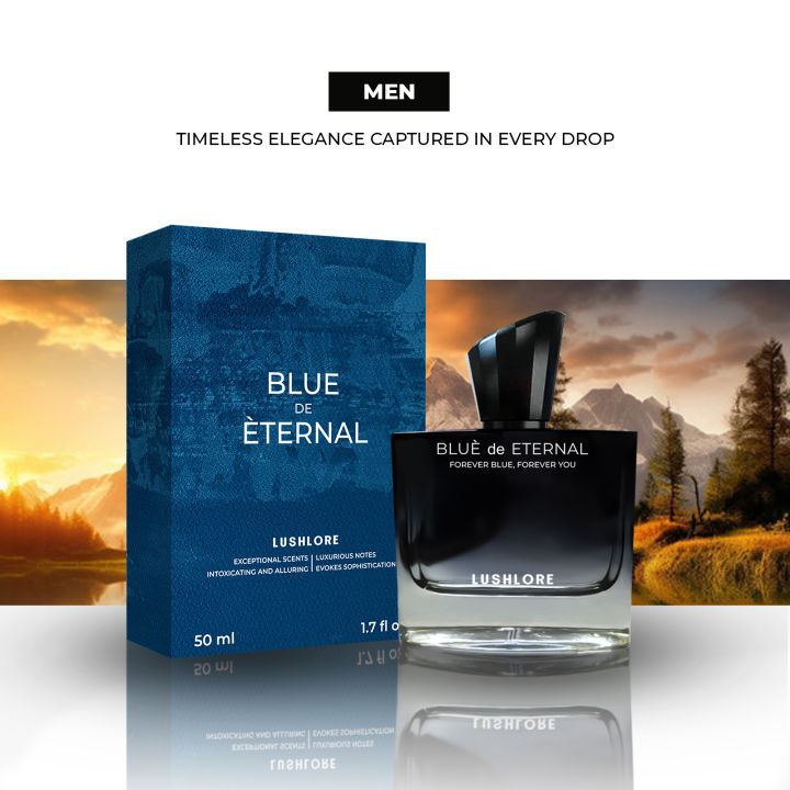 LUSHLORE Blue De Eternal - Eau de Parfum | Captivating Blue-Hued Fragrance for Timeless Sophistication Scent | Top Trending Perfume | 50ml