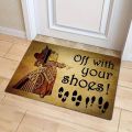 Funny Doormat Off with Your Shoes Designed Indoor Welcome Floor Decor Carpet Non-slip Easy Clean Area Rug Wrinkle-Resistant Mat. 