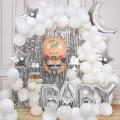 75Pcs Golden Baby Decoration Combo Moon & Star Foil Balloon White Latex Balloon With Baby Letter- Boy Shape Foil Balloon Set For Welcome Home Baby Shower Birthday Party Decoration.. 